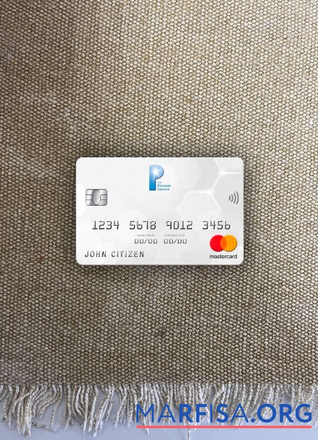 Realistic United Kingdom The Pension Service bank mastercard photolook front download for verification